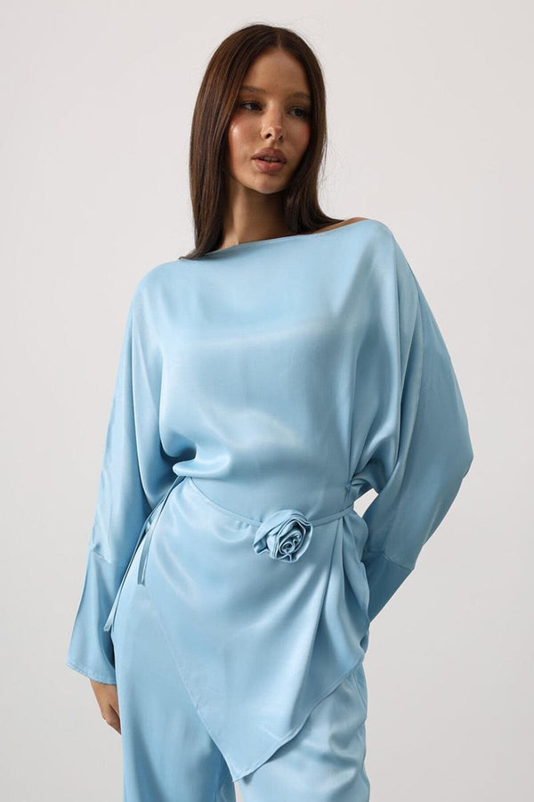 Elegant Satin Blouse & Trousers Set