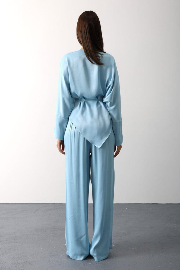 Elegant Satin Blouse & Trousers Set