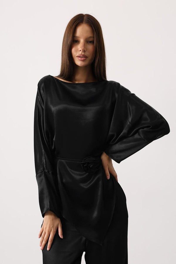 Elegant Satin Blouse & Trousers Set