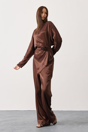 Elegant Satin Blouse & Trousers Set