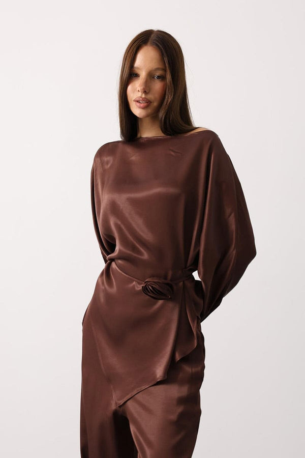 Elegant Satin Blouse & Trousers Set