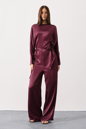 Elegant Satin Blouse & Trousers Set