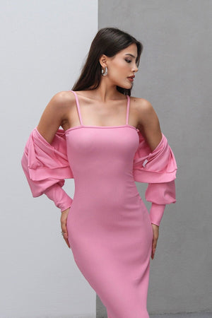 Elegant Dress & Cardigan Set