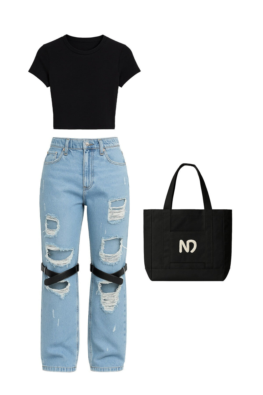 Stylish Denim Top & Bag Set