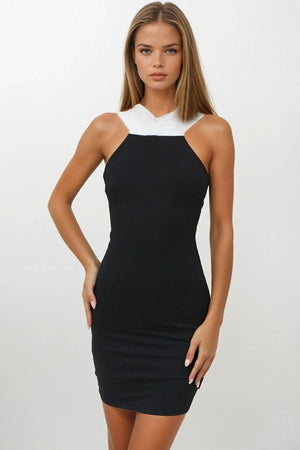 Black Statement Strap Party Dress