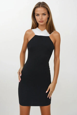 Black Statement Strap Party Dress