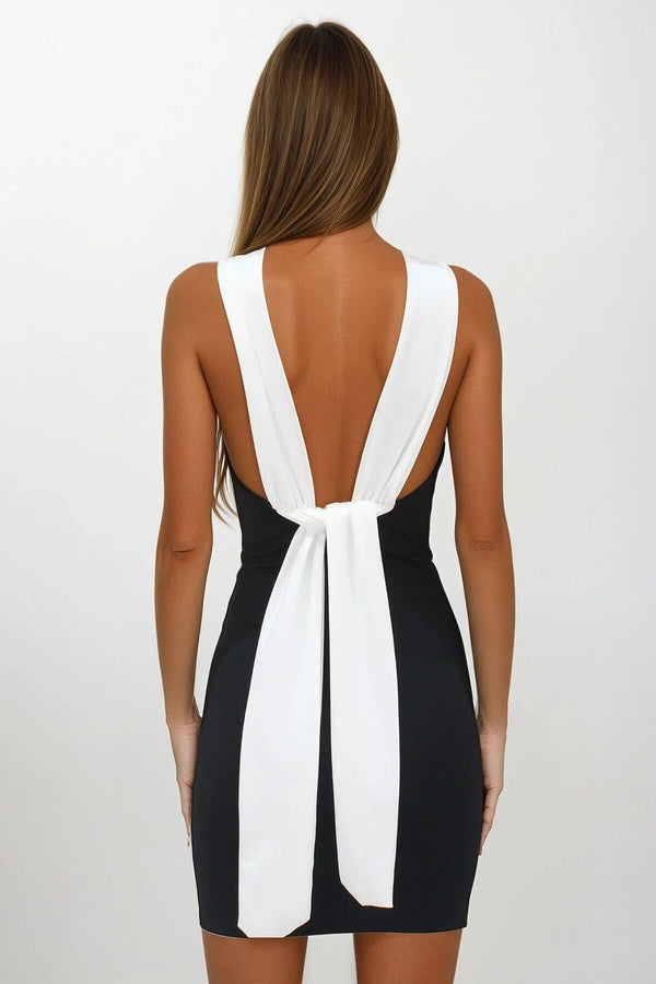 Black Statement Strap Party Dress