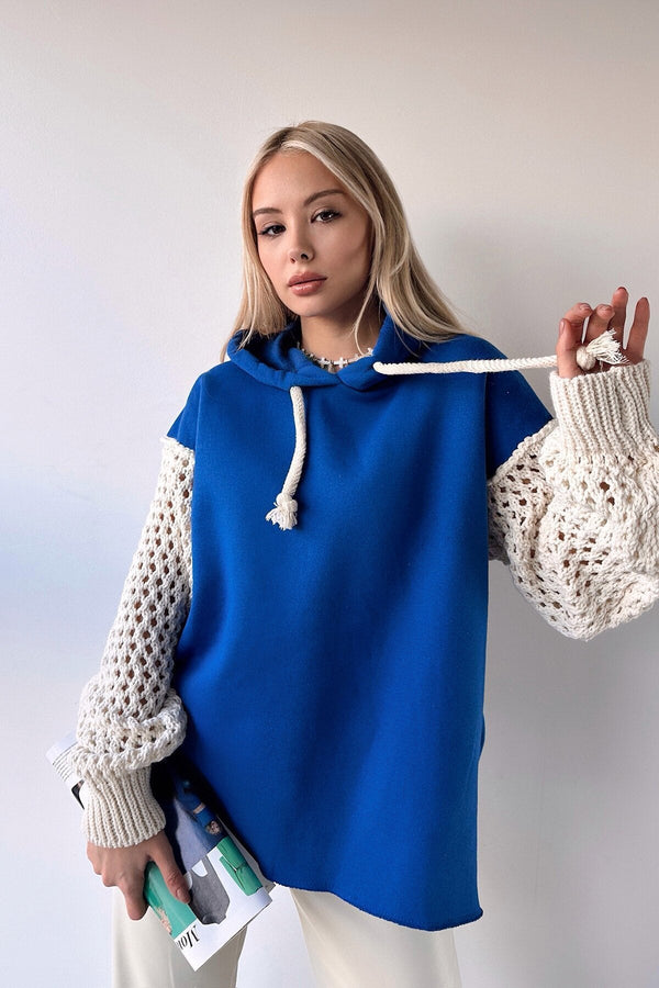 Elegant Hooded Knit Sweatshirt