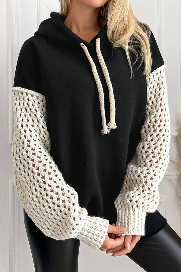 Elegant Hooded Knit Sweatshirt