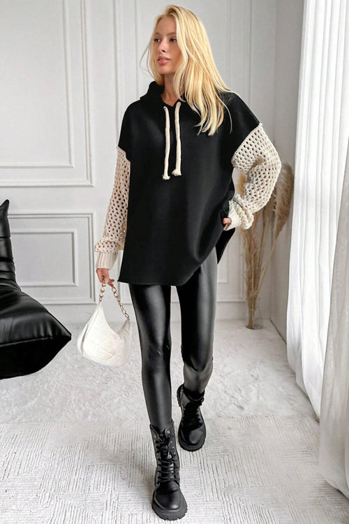 Elegant Hooded Knit Sweatshirt