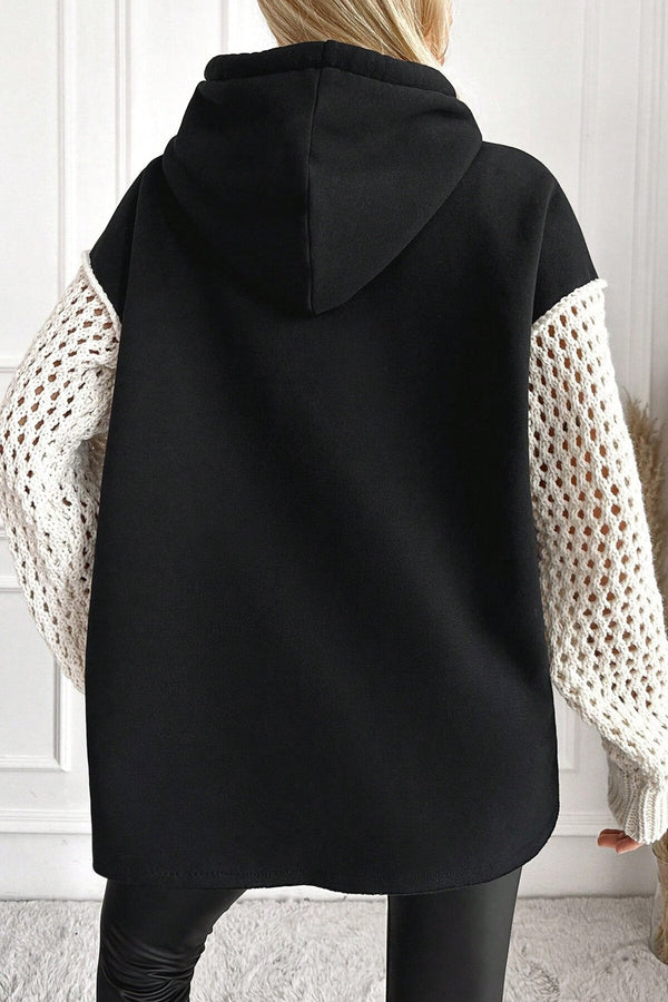 Elegant Hooded Knit Sweatshirt