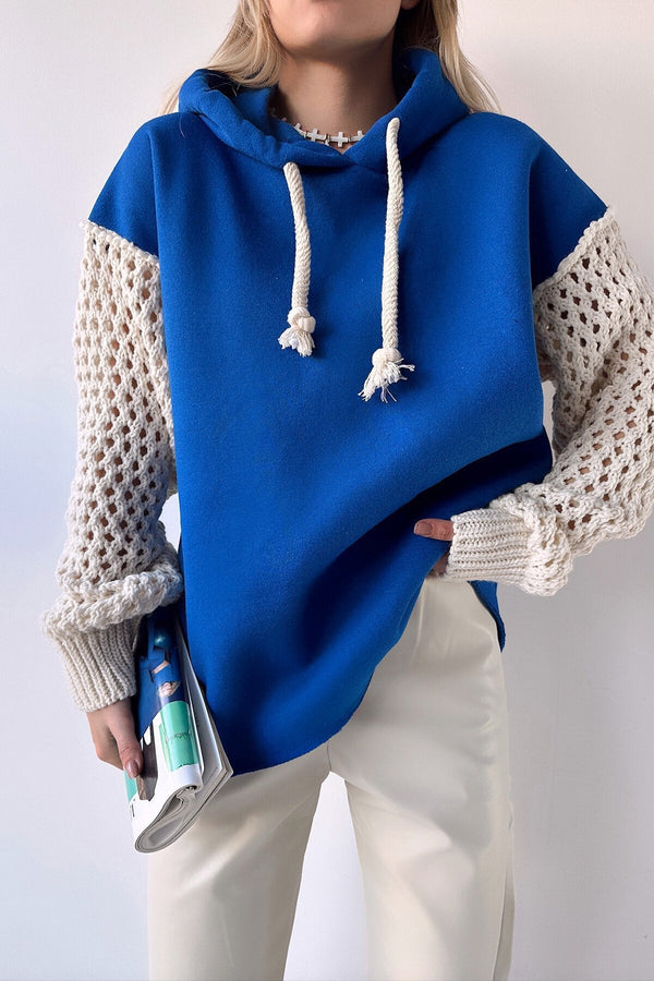 Elegant Hooded Knit Sweatshirt