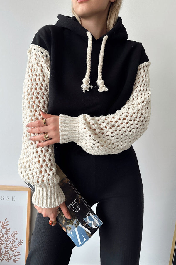 Elegant Hooded Knit Sweatshirt