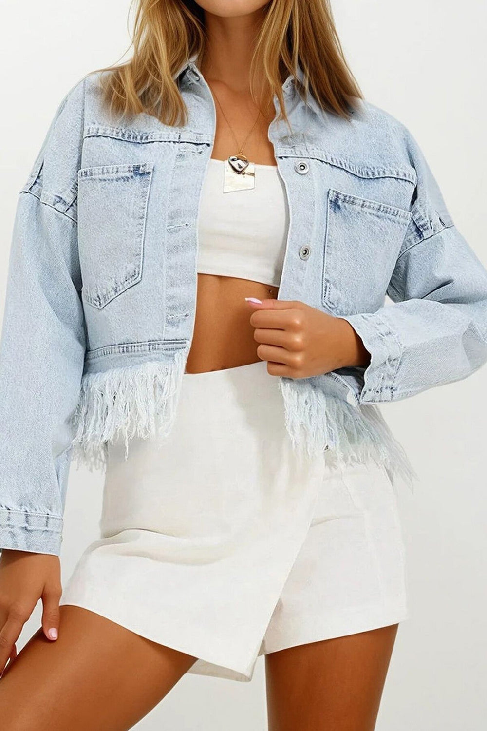 Trendy Distressed Denim Jacket