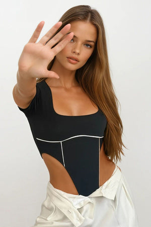 Chic White Square-Neck Bodysuit