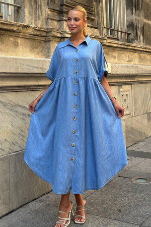 Trendy Button-Detail Shirt Dress