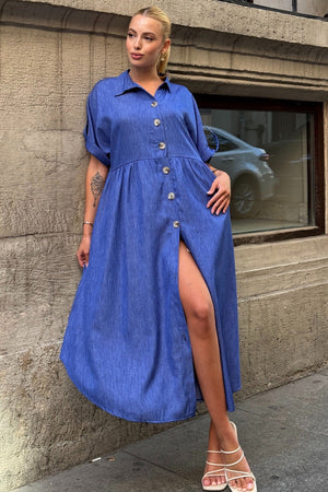 Trendy Button-Detail Shirt Dress