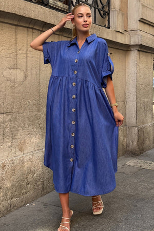 Trendy Button-Detail Shirt Dress