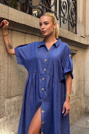Trendy Button-Detail Shirt Dress
