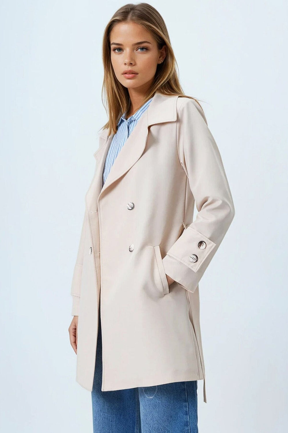 Elegant Double-Breasted Trench Coat