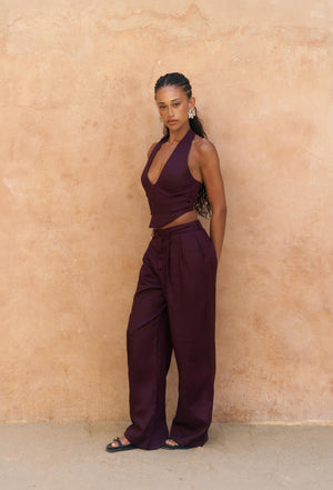 Lvdovila — Linen Cropped Vest & Pants Set