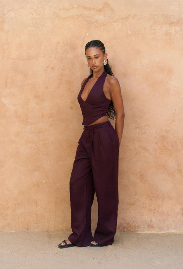 Lvdovila — Linen Cropped Vest & Pants Set