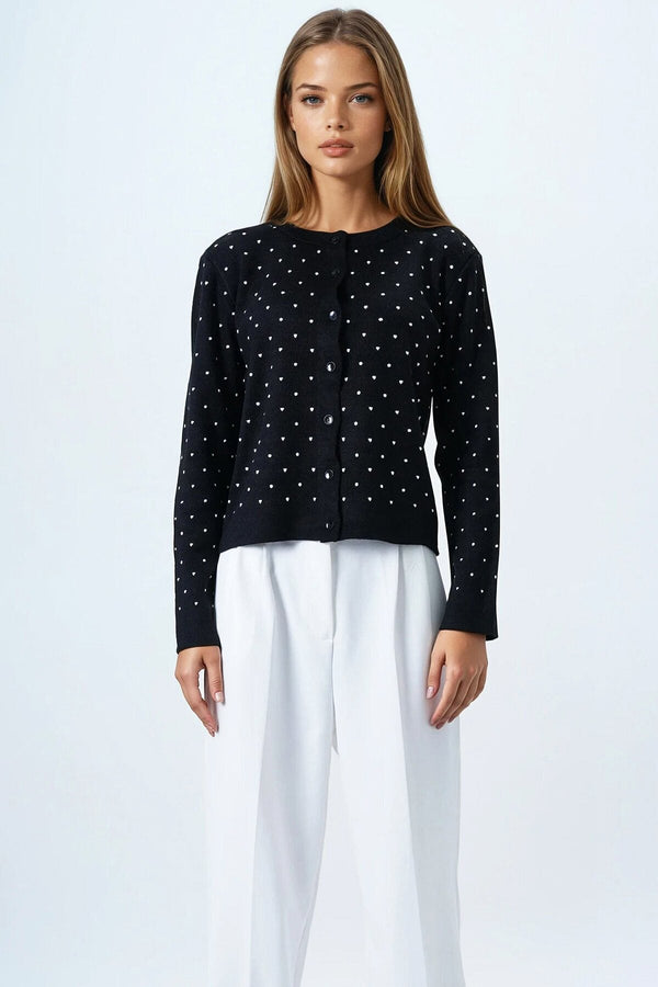 Chic Polka-Dot Button-Detail Blouse