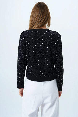 Chic Polka-Dot Button-Detail Blouse