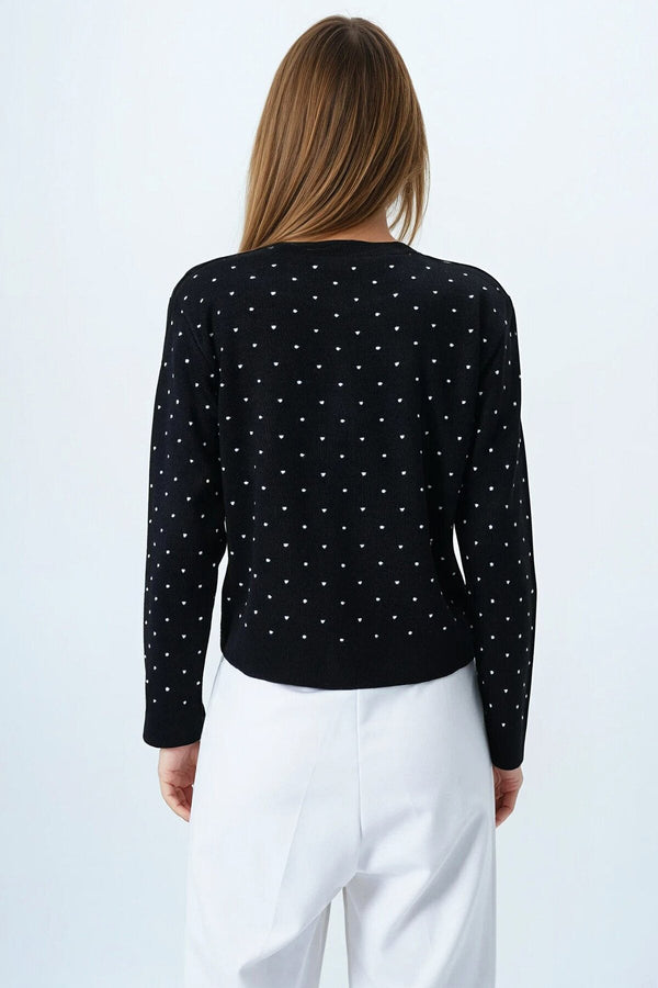 Chic Polka-Dot Button-Detail Blouse