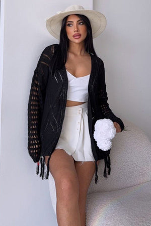 Chic Fringed Crochet Cardigan