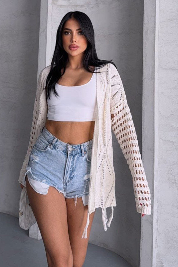 Chic Fringed Crochet Cardigan