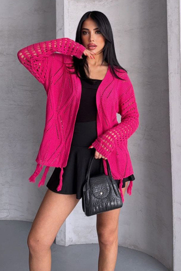 Chic Fringed Crochet Cardigan