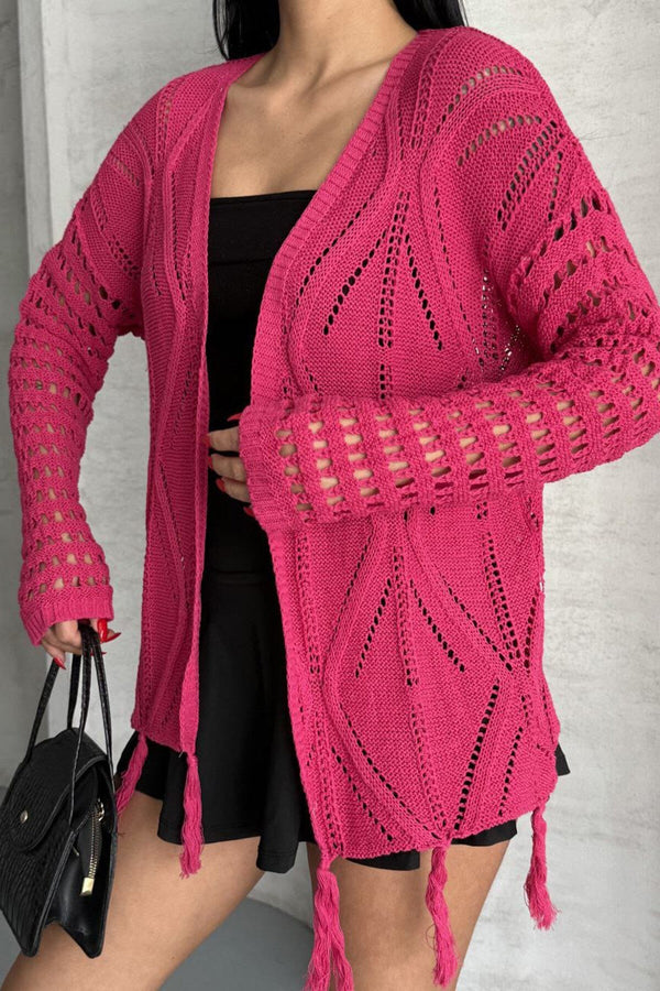 Chic Fringed Crochet Cardigan