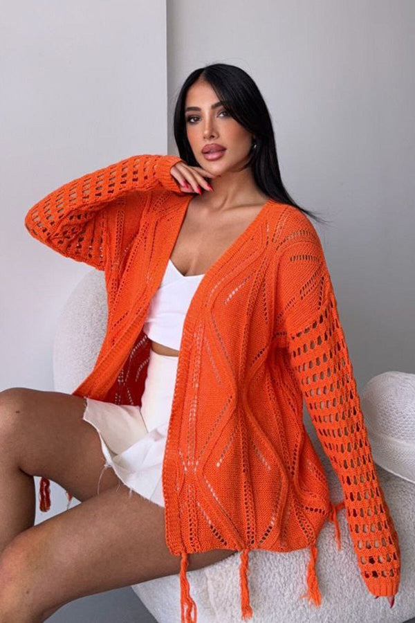 Chic Fringed Crochet Cardigan