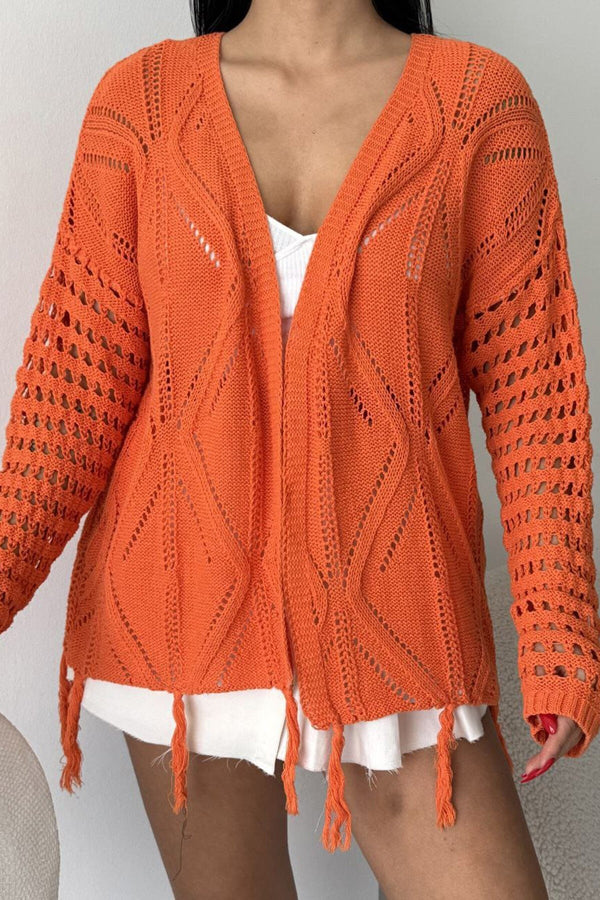 Chic Fringed Crochet Cardigan