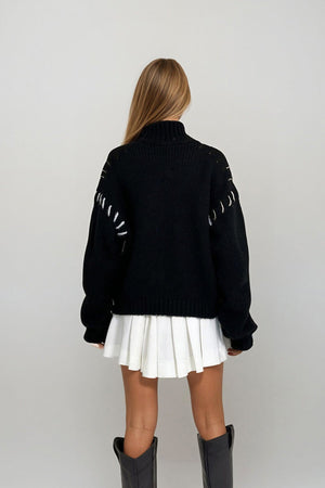Elegant Color-Block Knit Sweater
