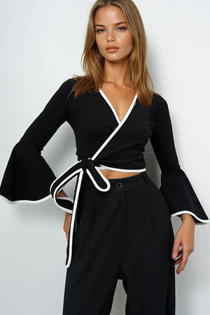 Elegant Tie-Front Peplum Blouse