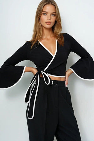 Elegant Tie-Front Peplum Blouse