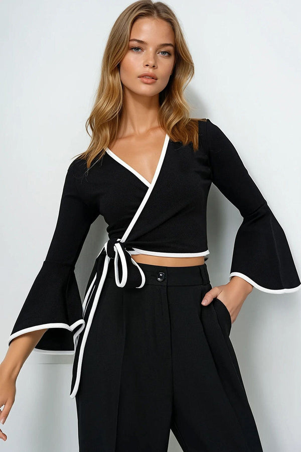 Elegant Tie-Front Peplum Blouse