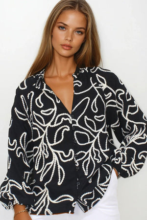 Elegant Corded-Embroidered Woven Shirt