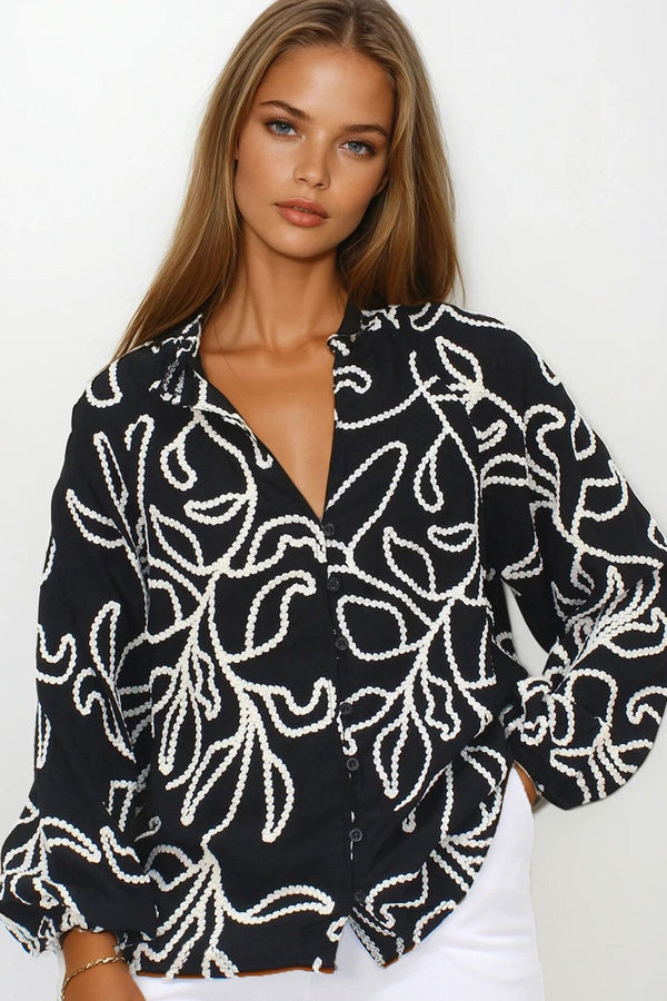 Elegant Corded-Embroidered Woven Shirt