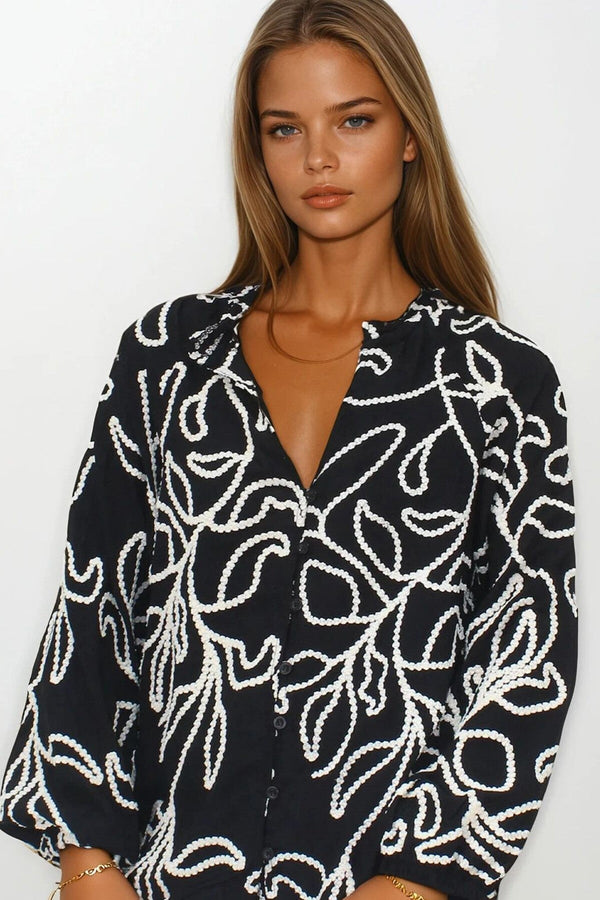 Elegant Corded-Embroidered Woven Shirt