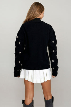 Elegant Embroidered Knit Sweater