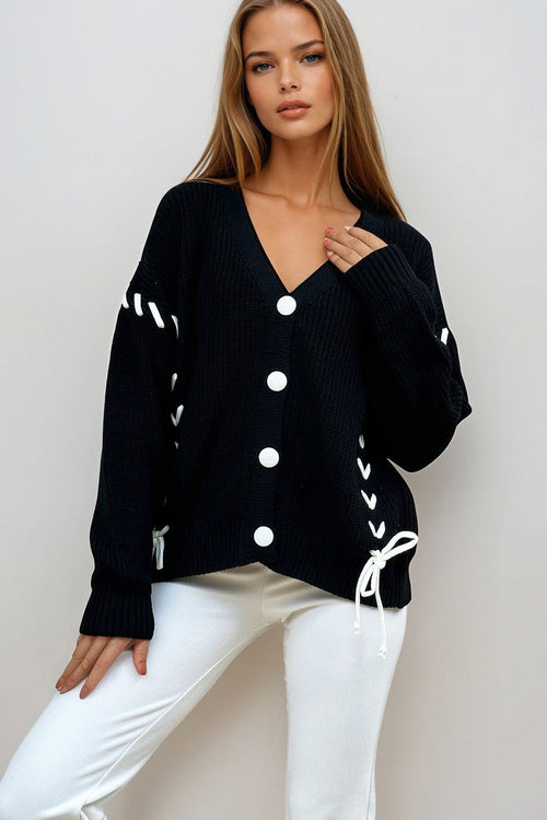 Elegant V-Neck Knit Cardigan