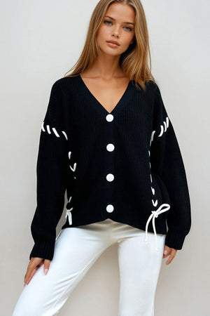 Elegant V-Neck Knit Cardigan
