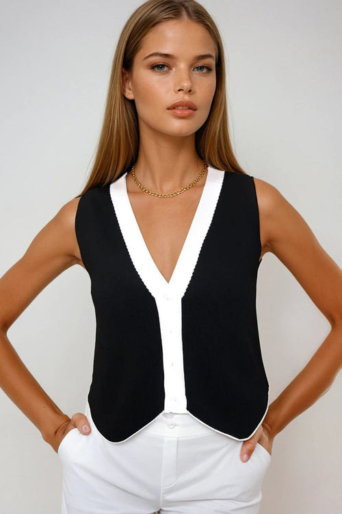 Stylish Color-Block Knit Vest