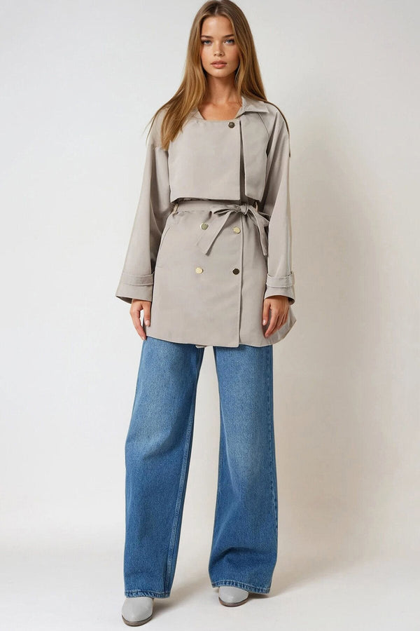 Elegant Belted Double-Breasted Trench Coat