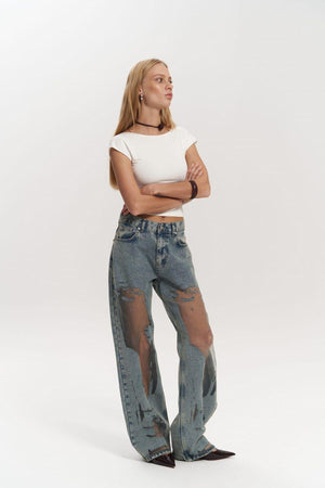 Stylish Transparent Denim Pants