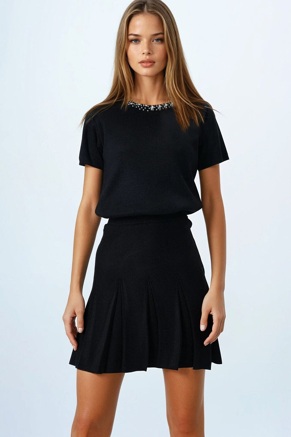 Elegant Knit Set: Top & Skirt