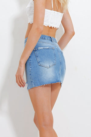 Chic Washed Denim Mini Skirt
